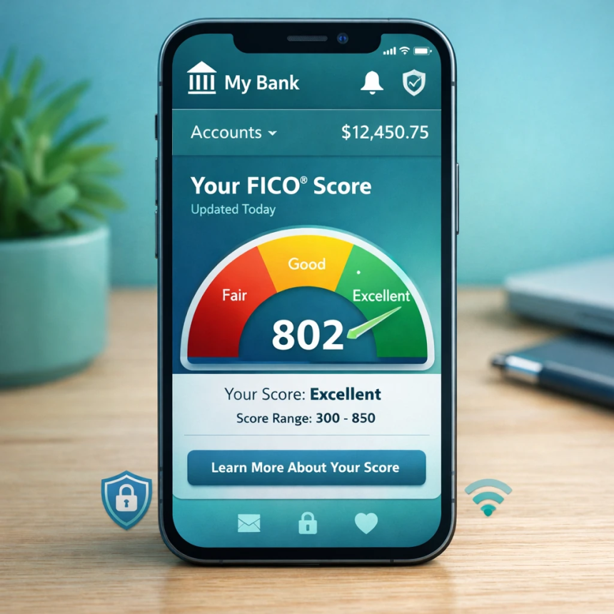 how to get a free FICO score from your bank