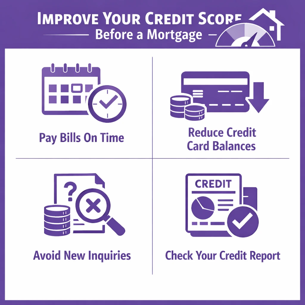 how to improve credit score before applying for a mortgage