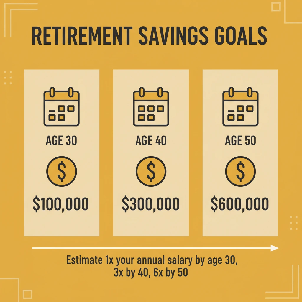 how much to save for retirement by age 30, 40, 50
