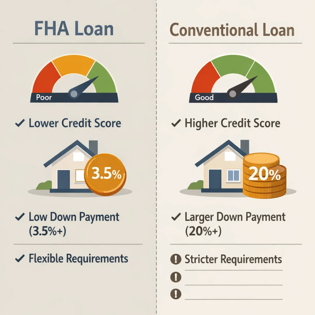 FHA loan vs Conventional loan requirements